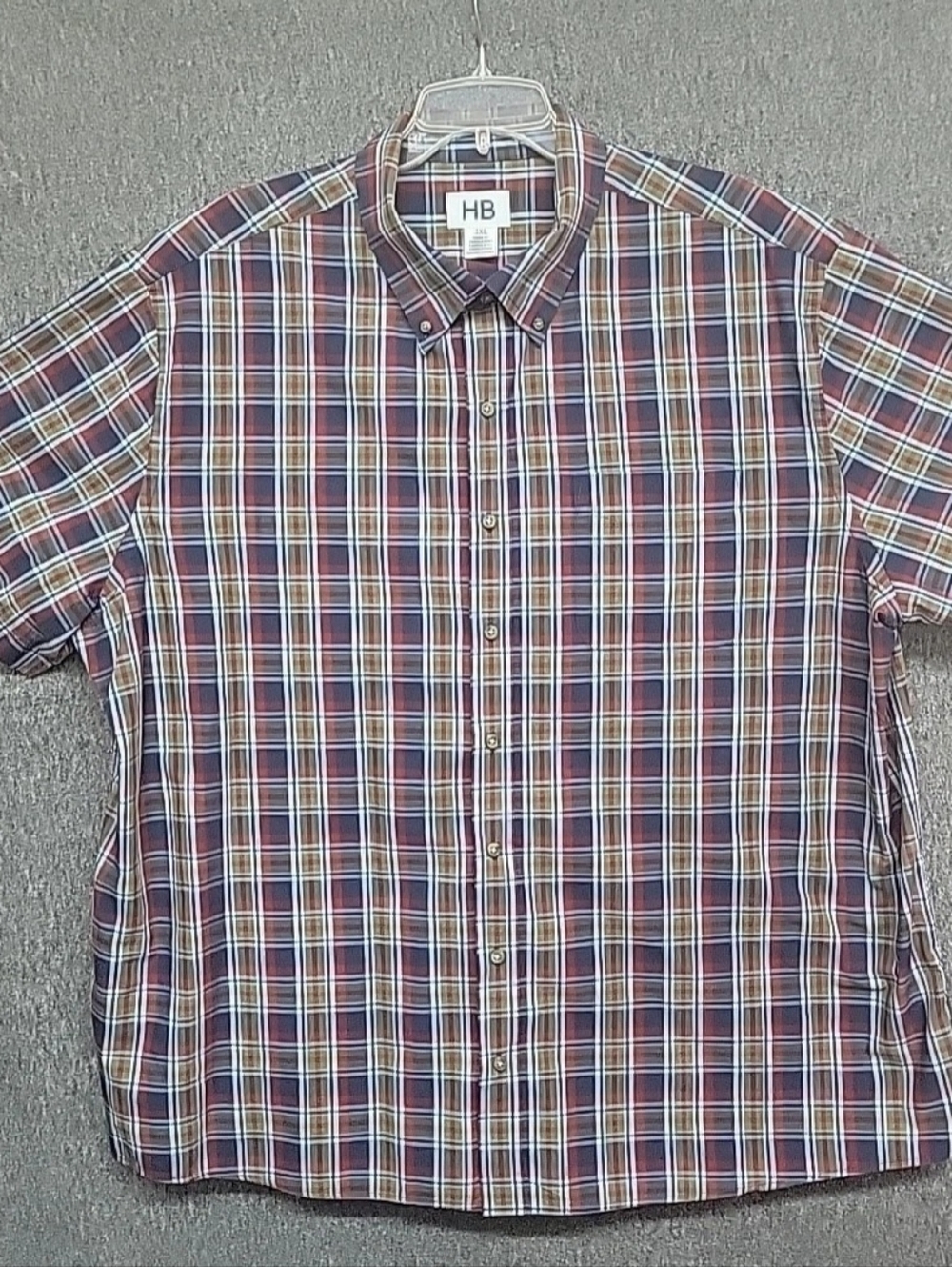 HB Shirt Mens 2XL Blue, Green, Red Plaid Short Sleeve Button Down Casual Preppy